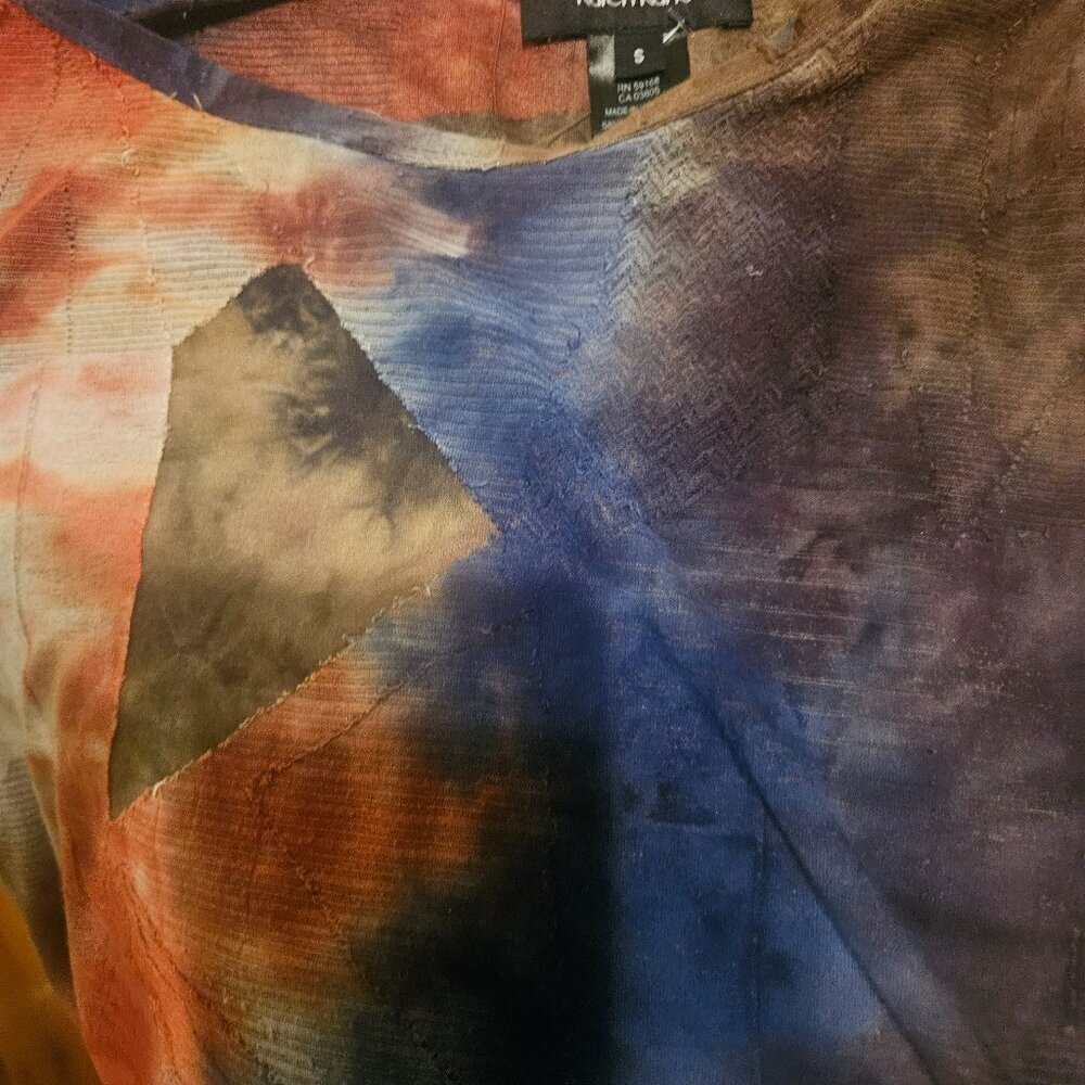 Karen Kane art teacher Trendy Cool Patchwork short sleeve Multicolor Tunic Top S